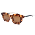 Fashionable hexagonal sunglasses featuring tortoiseshell frames and black temples - Tortoiseshell Frame Tea Lens
