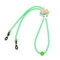 Detail of adjustable cartoon unicorn glasses strap with green elastic silicone cord - Green