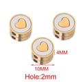 White enamel bead with gold heart, 10mm stainless steel charm for DIY jewelry making - Gold Heart