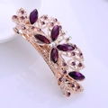 Elegant gold metal butterfly hair clip with deep purple crystals and colorful rhinestones - Purple Butterfly
