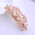Rose gold hair clip with champagne crystals and leaf design for thick hair - Champagne Butterfly