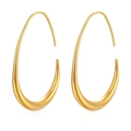 Eleganti orecchini a goccia dorati con finitura lucida e design a forma di uovo cavo - Gancio per orecchio tondo fuso (MS-319) / Oro