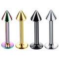 Set of 4 stainless steel piercing studs in rainbow, gold, black and silver finishes - B Cone Lip Stud Set (4pcs)