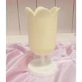 Minimalist cream tulip shaped desk organizer with high pedestal base for storage - Yellow
