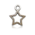 Silver star outline pendant in antique metal finish for DIY jewelry making - Antique Silver Star 9x12mm