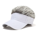 Berretto da baseball stile street con visiera bianca e parrucca grigia per la protezione solare - Taglia unica / Cachi Bianco
