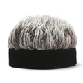 Funny street style dockers cap featuring a realistic silver grey afro wig hair top - One Size / Black Khaki Hair