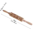 35cm Snowflake engraved wooden rolling pin with 4.5cm diameter for cookie dough embossing - No. 6 - Classic Christmas Pattern