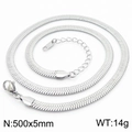 5mm silver stainless steel snake chain necklace 500mm length with lobster clasp - 5mm x 50cm / Silver