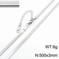 Polished silver stainless steel flat snake chain necklace with lobster clasp 500x3mm - 3mm x 50cm / Silver