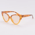 Lunettes de soleil œil-de-chat tendance en écaille ambrée avec verres orange clair élégants - Monture Écaille Jaune Verres Champagne