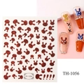 3D nail art stickers with red metallic rabbit head patterns and gemstone accents - TH-1056 (Holographic Red Bunny Head)