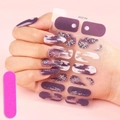 Lila Marmor-Nagelaufkleber mit Glitzer und Smiley-Design Modell JX22-04 inklusive Feile - JX22-04 Lila Farbverlauf Smiley
