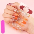Kit adesivi gel per unghie con fiori arancioni, linee glitter e lima per unghie JX22-07 - JX22-07 Fiore Arancione