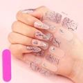 Adesivi per unghie in gel marmo rosa con crepe dorate e strass modello JX22-10 - JX22-10 Strass Marmo