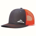Cappellino trucker grigio scuro e arancione con ricamo montagna e rete traspirante - Grigio Scuro/Arancione