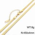 Golden 4mm flat herringbone stainless steel chain with lobster clasp and 450mm length - 4mm x 45cm / Gold