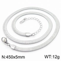 Silver stainless steel flat snake bone chain necklace, 450x5mm with lobster clasp - 5mm x 45cm / Silver