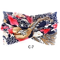 Bohemian elastic wide headband featuring red floral patterns and cross twist knot detail - c-7/Multi Paisley Floral