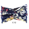 Navy blue bohemian elastic yoga headband with floral print and stylish twist knot design - c-12/Navy Small Floral