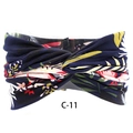 Bohemian navy blue elastic workout headband featuring tropical floral print and twist design - c-11/Navy Tropical Plant