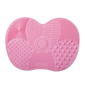 Pink heart-shaped silicone makeup brush cleaning mat with suction cups for deep cleansing - Small / Pink