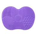 Purple silicone makeup brush cleaning mat with various textures and suction cups - Small / Purple