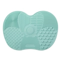 Mint green silicone makeup brush cleaning mat with suction cups and textured surface - Small / Light Green