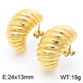 Goldene 18K vergoldete klobige C-Form Creolen mit Spiralmuster, Größe 24x13mm - Gold (KE112360-KFC)