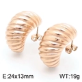 Roségoldene Tropfenohrringe aus hohlem Edelstahl, Croissant-Design, Größe 24x13 mm - Roségold (KE112307-KFC)