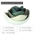 5er-Set lotusförmige Keramikschalen in Mintgrün mit elegantem Farbverlauf-Design - 5-teiliges Set / Minzgrün-Verlauf