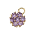 Pendentif en forme de fleur avec zircons violets et base dorée pour bijoux - Violet