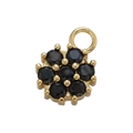 Pendentif fleur en zircon micro-serti doré avec pierre bleu foncé pour création de bijoux - Noir