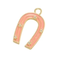Detalle de colgante de herradura de esmalte rosa con circonitas y acabado dorado - Rosa