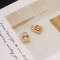 Detailed view of gold-plated heart lock pendants with cubic zirconia for DIY jewelry - 3#-Square Lock