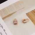 Macro shot of gold-plated heart lock pendants with pink zircons and keyhole detail - 5#-Pink Stone Lock