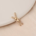 Detailed view of a gold-plated rabbit charm with shimmering cubic zirconia stones - 3# (Rabbit)