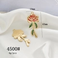 Detailed macro view of enamel rose pendant for jewelry making with dimension markers - 4500# Rose