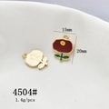 Detailed view of red tulip flower alloy pendants with 15mm by 20mm dimensions - 4504# Small Flower
