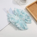 Elegant light blue floral hair clip with pearl embellishments and ruffled fabric texture - Light Blue (Blue Floral)