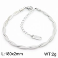 Bracciale a catena a serpente intrecciata in acciaio inossidabile argento regolabile - Bracciale 18cm / Colore Acciaio (2mm)