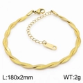 Bracciale a catena serpente intrecciata dorata in acciaio inossidabile con maglie regolabili - Bracciale 18cm / Oro (2mm)