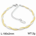 Two-tone woven snake chain bracelet in gold and silver finish stainless steel - Gold Silver Two-Tone Twisted Snake Chain Style (KB181318-Z) / 180*2mm