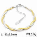 Bracciale a catena serpente bicolore oro e argento in acciaio inossidabile, 180mm - Bracciale da 2,5mm (KB181330-Z) / Oro e Argento