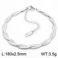 Bracciale a treccia in argento e acciaio inossidabile, lungo 180mm e largo 2,5mm - Bracciale 18cm / Colore Acciaio (2.5mm)