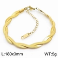 Golden 180mm titanium steel braided double-layer snake chain bracelet for women - 3mm Bracelet (KB181346-Z)
