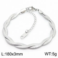 Bracciale a catena snake intrecciata in acciaio inossidabile argento da 180mm - Bracciale da 3mm (KB181347-Z) / Color Acciaio