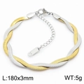 Two-tone woven snake chain bracelet in gold and silver finish, 180x3mm adjustable size - 3mm Bracelet (KB181348-Z)