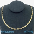 Two-tone woven titanium steel snake chain necklace in gold and silver finish, 450mm length - 2mm Necklace (KN281940-Z)
