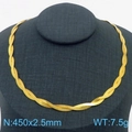Golden titanium steel braided snake chain necklace 450x2.5mm displayed on black mannequin - 2.5mm Necklace (KN281958-Z)